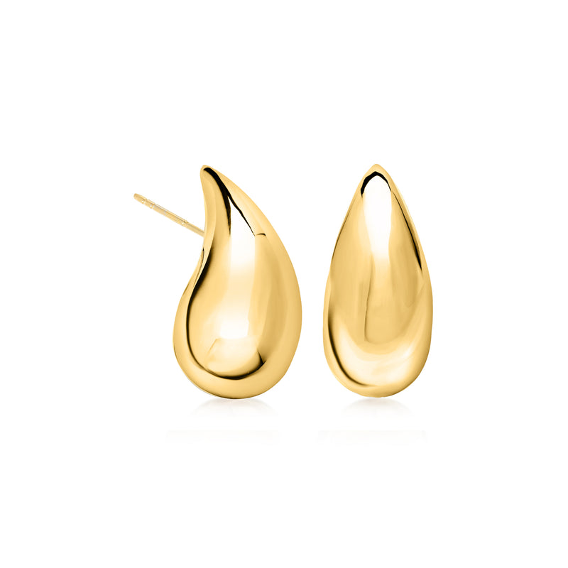 18kt gold over sterling teardrop post earrings, polished teardrop drops