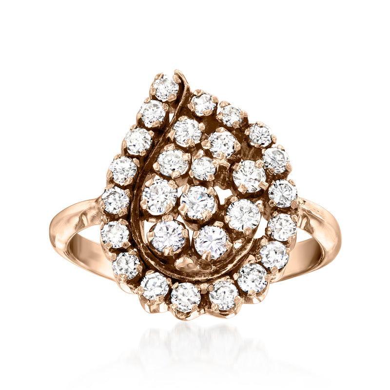 Vintage 9kt yellow gold diamond cluster ring with round stones