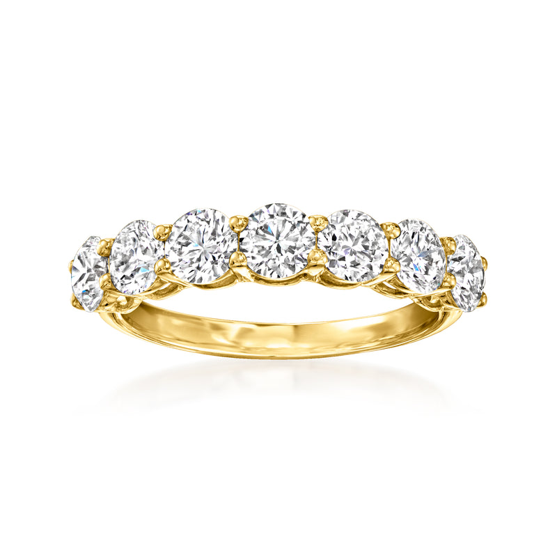 Seven-stone lab-grown diamond ring in 14kt yellow gold, polished band with round stones