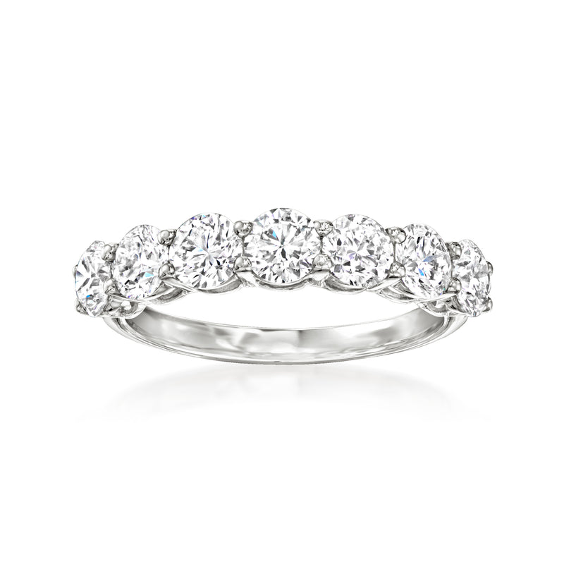 Seven-stone lab-grown diamond ring in 14k white gold, seven round stones