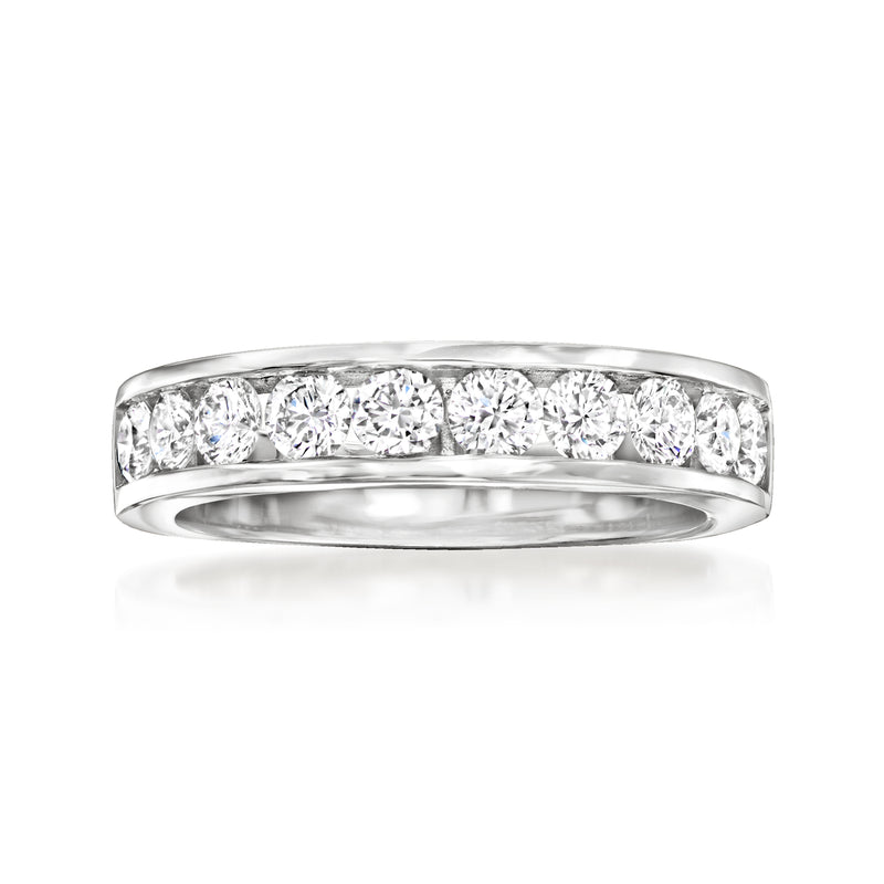 14kt white gold channel-set lab-grown diamond ring with round stones