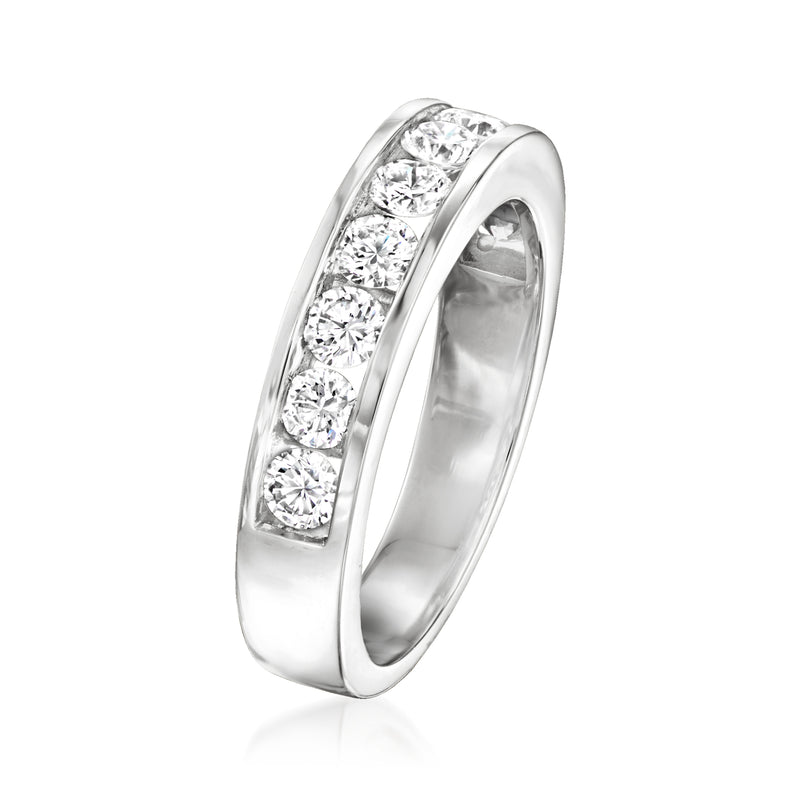 14kt white gold channel-set lab-grown diamond ring with round stones