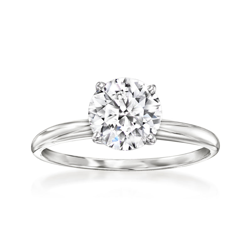 14kt white gold solitaire diamond ring with round center stone