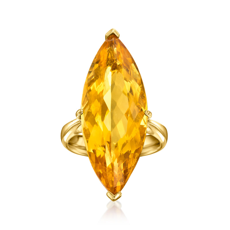 Marquise citrine gemstone ring in 18kt yellow gold with small diamond accents