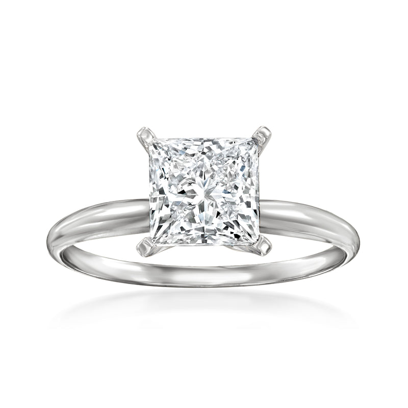 14kt white gold solitaire ring with square princess-cut diamond