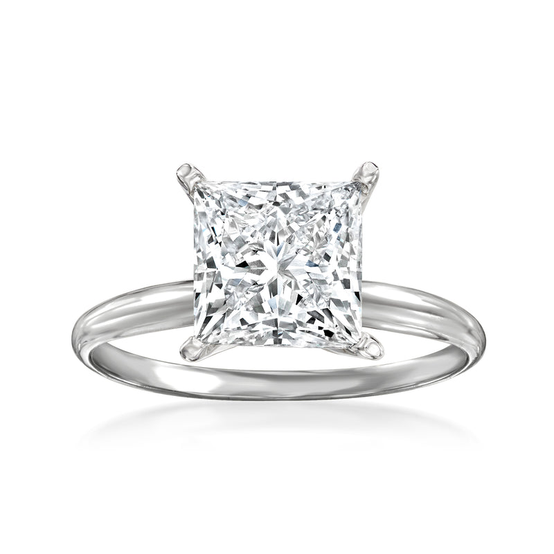 14kt white gold princess-cut diamond solitaire ring with square center stone