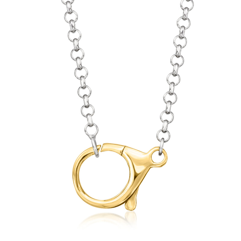 Sterling silver rolo-chain necklace with 18kt gold over ring pendant