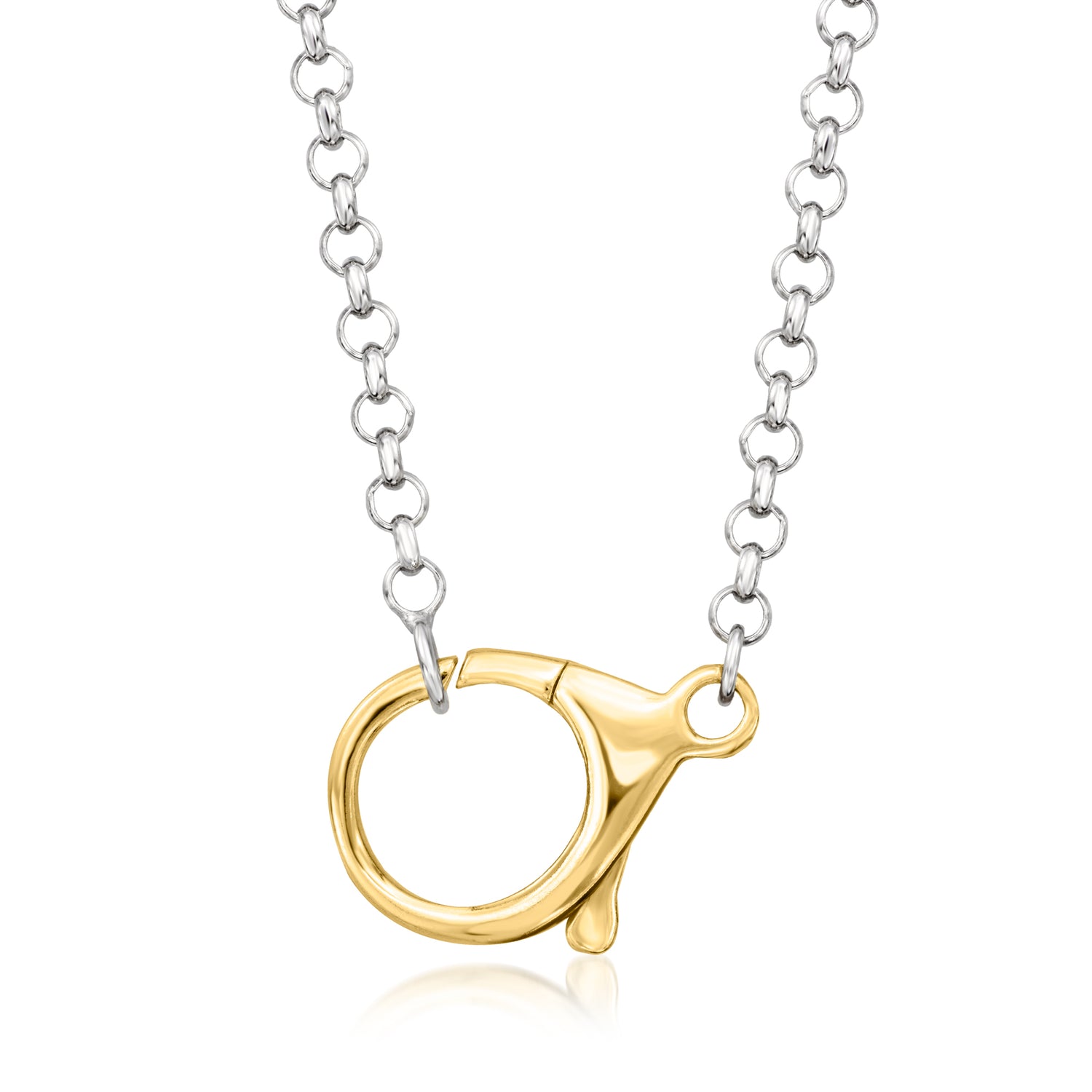 Sterling Silver and 18kt Gold Over Sterling Rolo-Chain Lobster Clasp Necklace