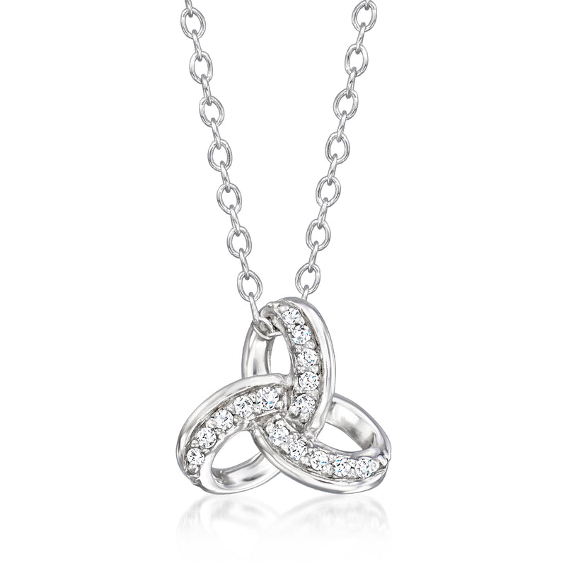 Sterling silver diamond Celtic knot necklace with interwoven pendant