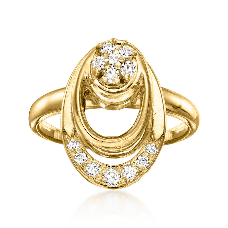 Vintage Norman Teufel diamond spinning ring in 14kt yellow gold