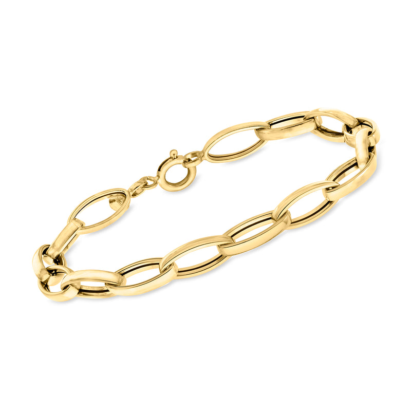18kt yellow gold oval-link bracelet with polished chain links and clasp ends