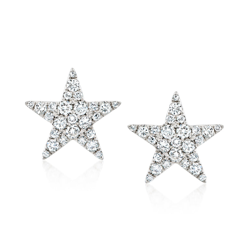 Vintage diamond star earrings in 18kt white gold, pair of star-shaped studs