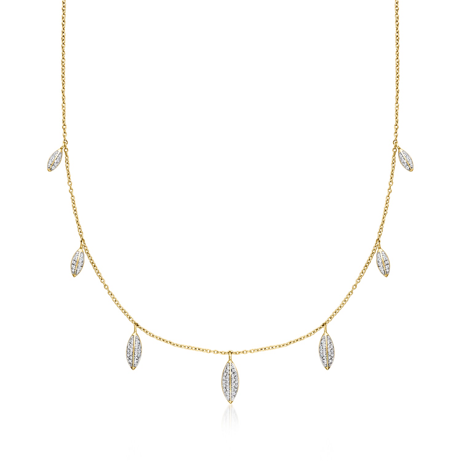 .50 ct. t.w. Diamond Oval Drop Station Necklace in 18kt Gold Over Sterling