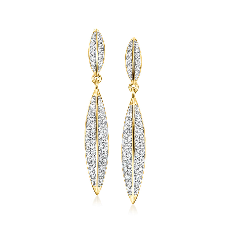 Oval diamond drop earrings in 18kt gold over sterling