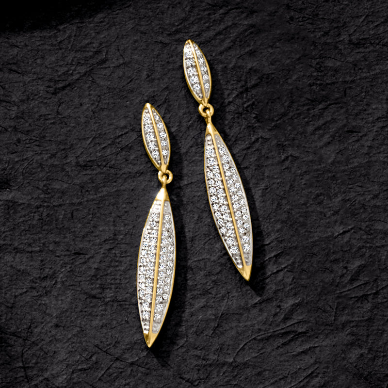 Diamond oval drop earrings in 18kt gold over sterling