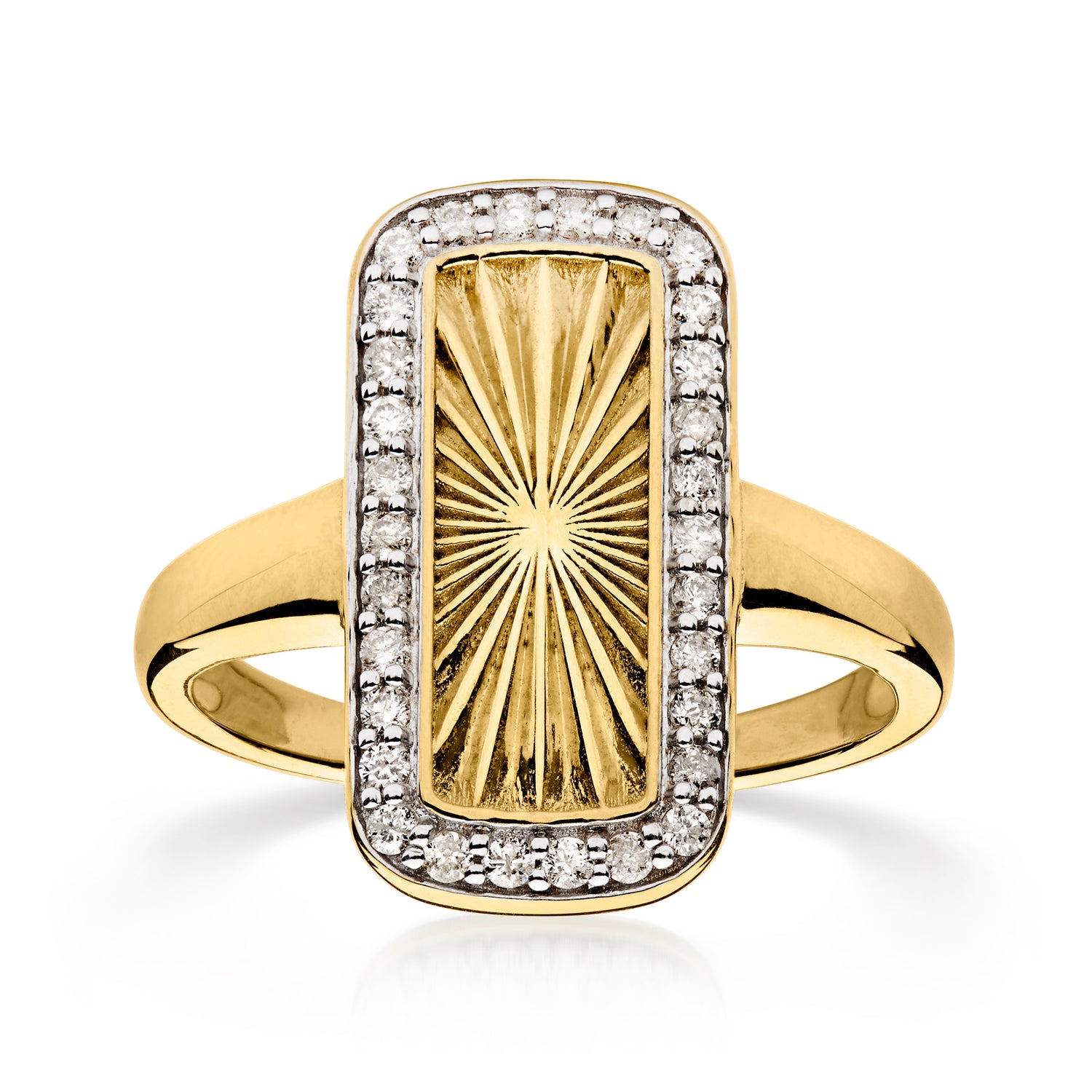 .30 ct. t.w. Diamond Sunburst Ring in 18kt Gold Over Sterling