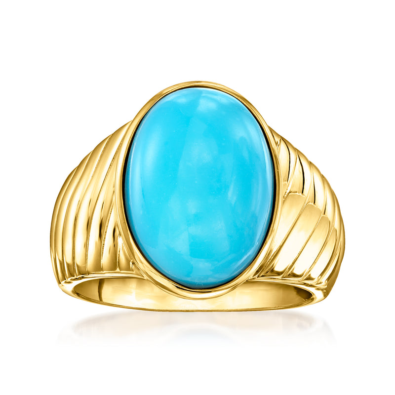 18kt gold over sterling oval turquoise gemstone ring