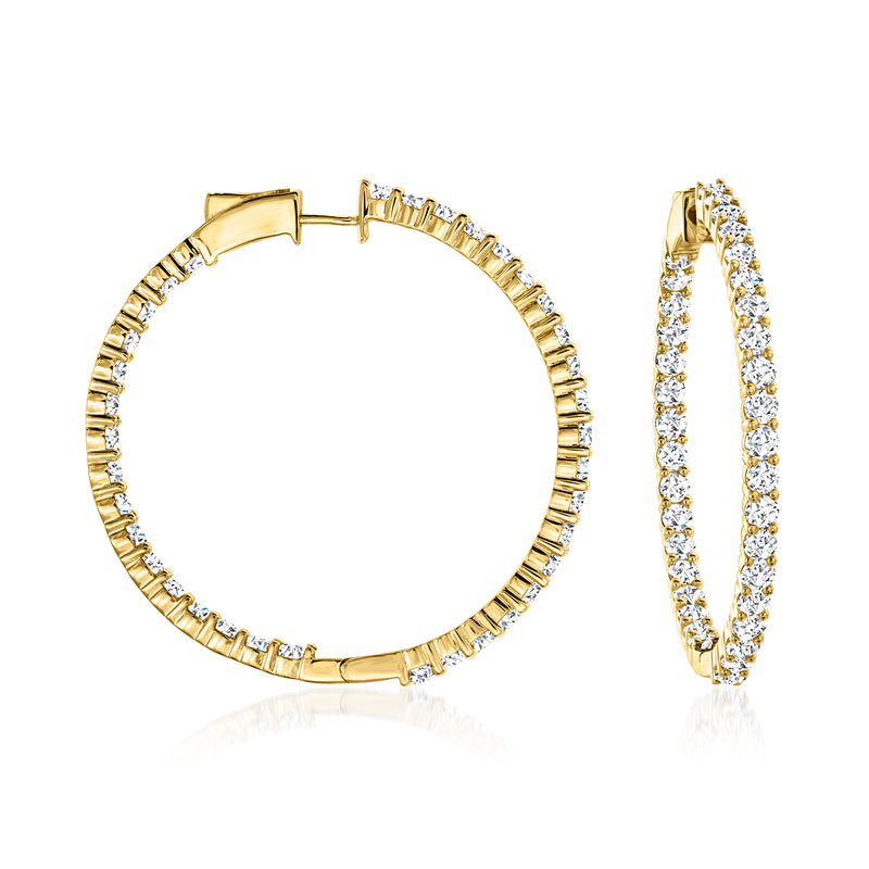 14kt yellow gold diamond inside-outside hoop earrings