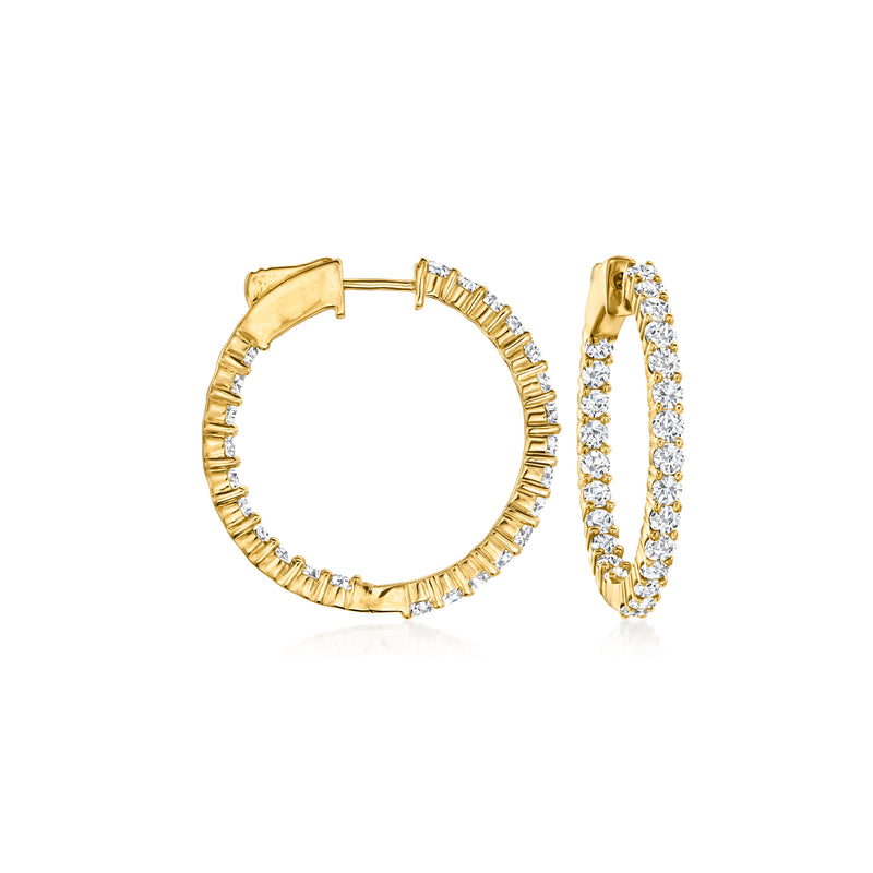 Pair of 14kt yellow gold diamond inside-outside hoop earrings