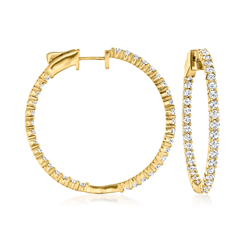 Gold over sterling diamond inside-outside hoop earrings