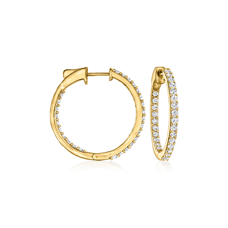 Diamond inside-outside hoop earrings in 18kt gold over sterling