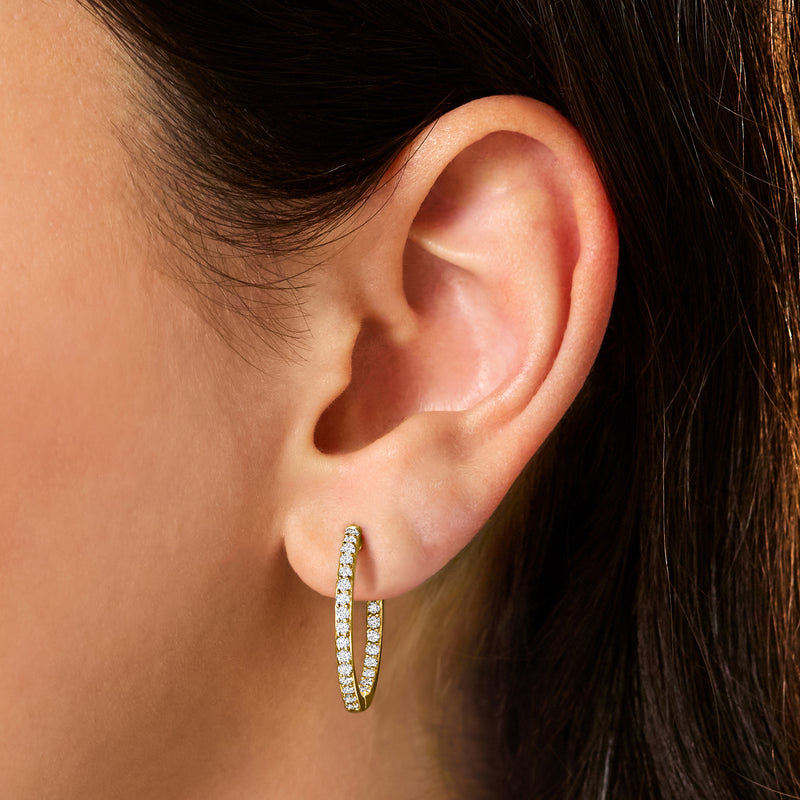 Diamond inside-outside hoop earrings in gold over sterling