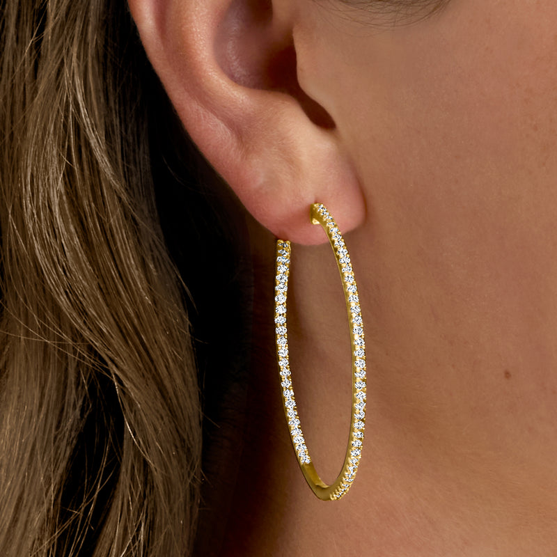 Diamond hoop earring in 18kt gold over sterling