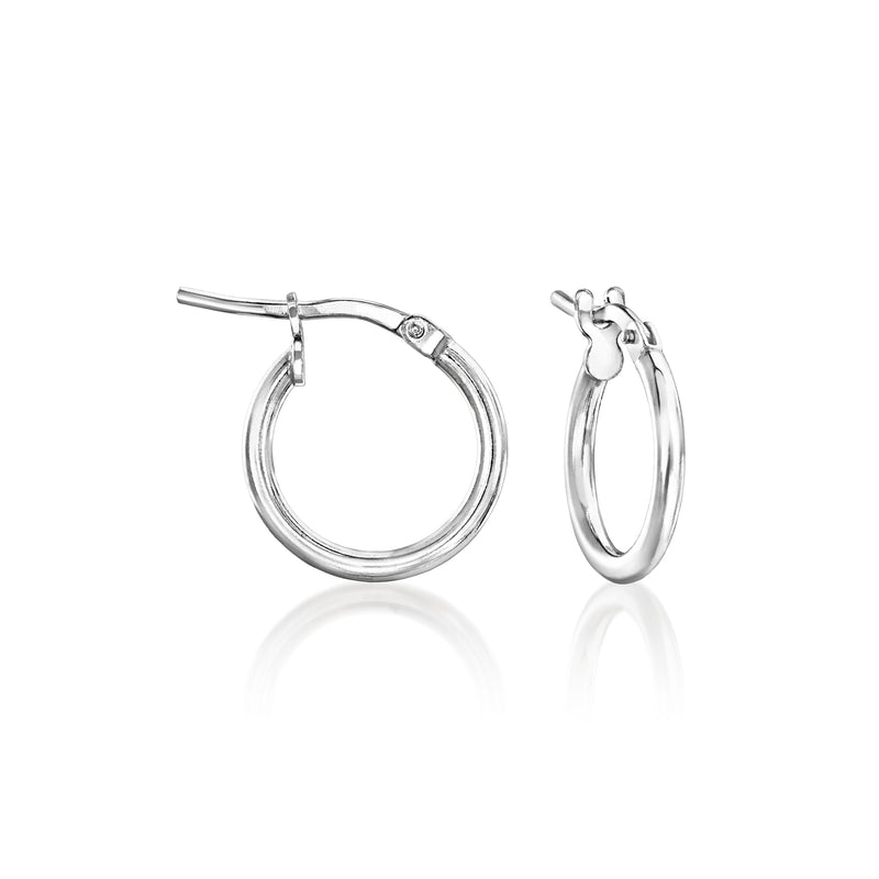 Sterling silver hinged hoop earrings, shown without dangling charms