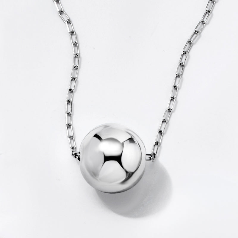 Sterling silver paperclip link necklace with reflective round bead pendant