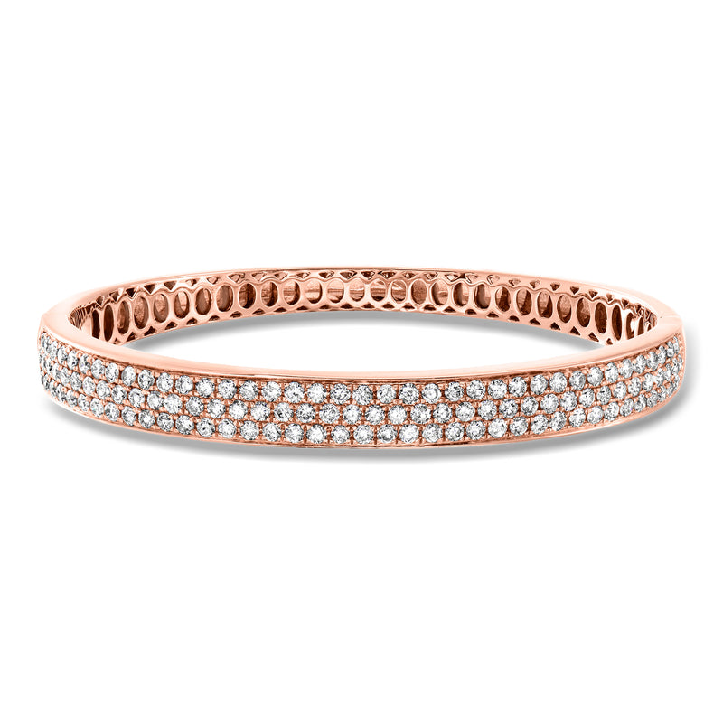 Rose gold diamond three-row bangle bracelet