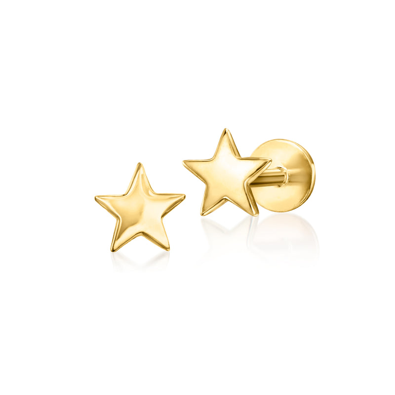 14kt Yellow Gold Star Flat-Back Stud Earrings