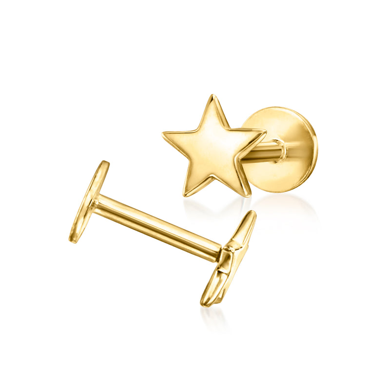 14kt Yellow Gold Star Flat-Back Stud Earrings