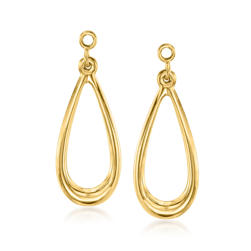 14kt yellow gold open teardrop earring jacket hoops
