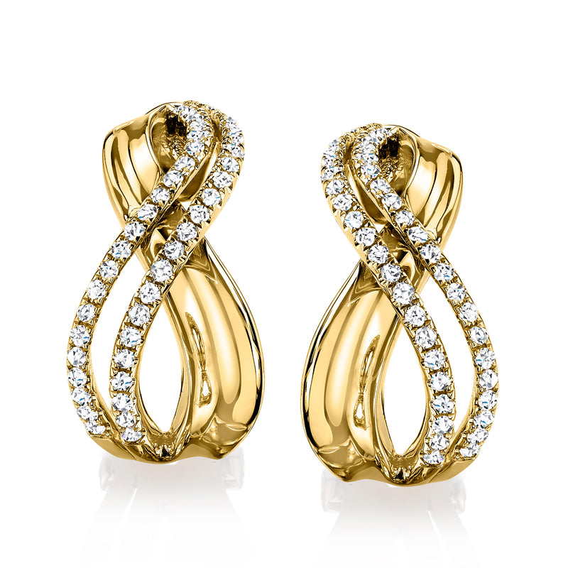 Diamond twisted hoop earrings in 14kt yellow gold