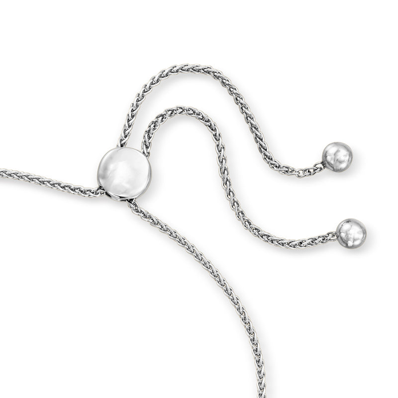 Sterling silver bolo bracelet with round slider and two polished ball ends