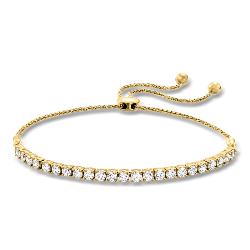 Lab-grown diamond bolo bracelet in gold-tone sterling