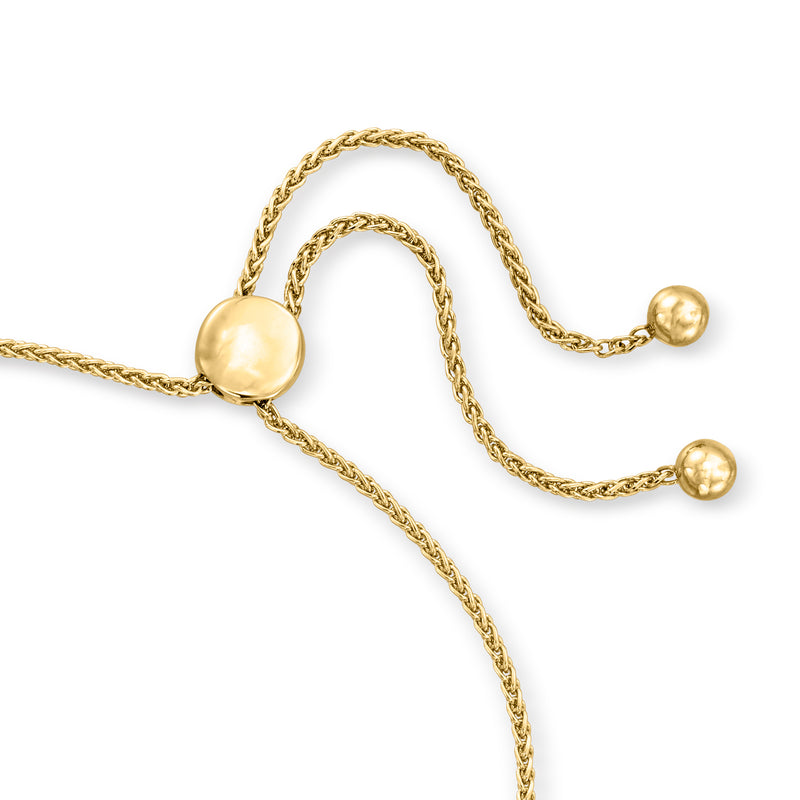 18kt gold over sterling bolo bracelet with round sliding clasp and end beads