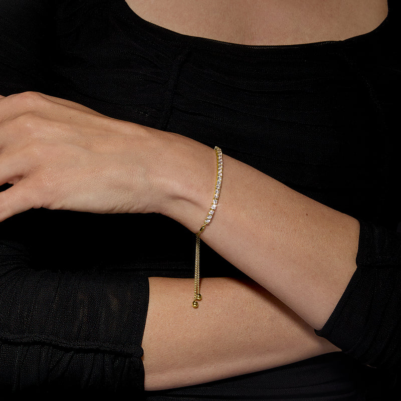 Lab-grown diamond bolo bracelet in gold over sterling