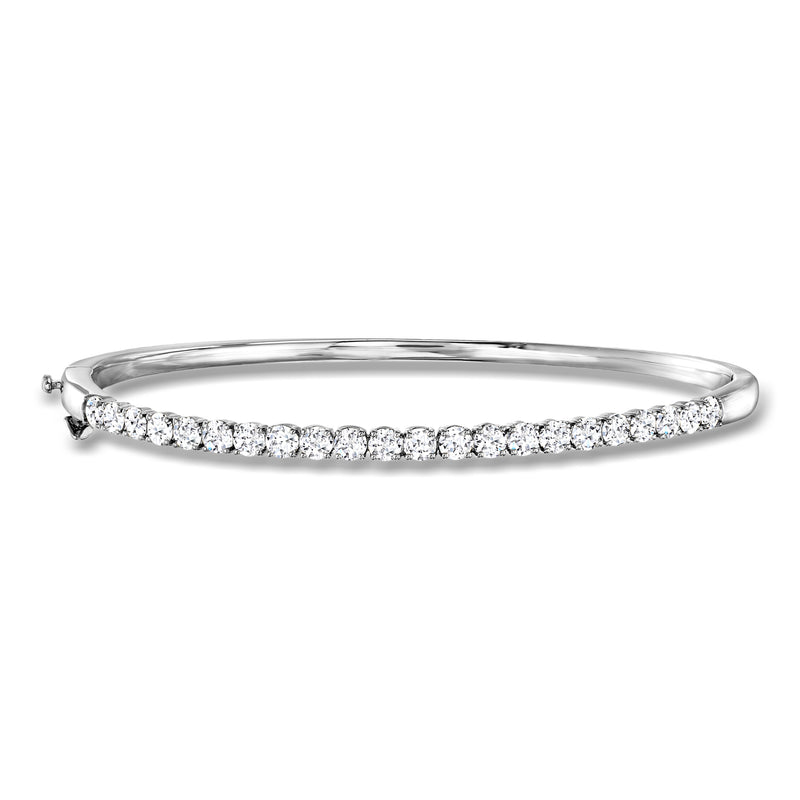 Sterling silver bangle bracelet with lab-grown diamonds in a row