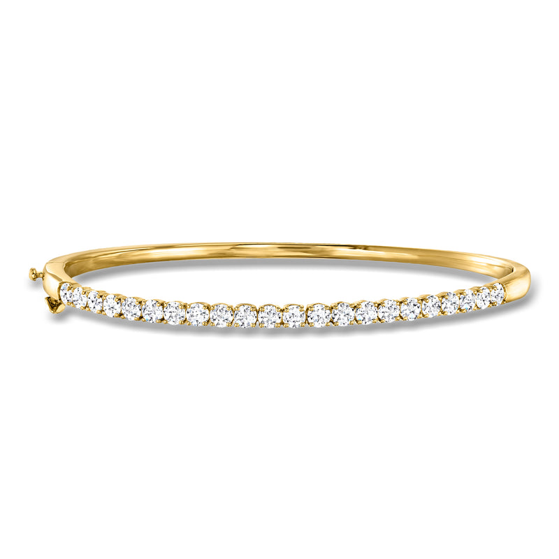 18kt gold over sterling bangle bracelet with lab-grown diamond row