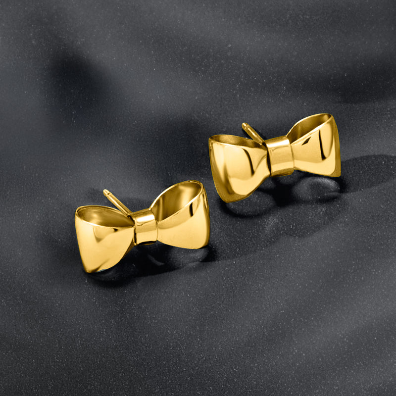 14kt yellow gold bow stud earrings with post backs
