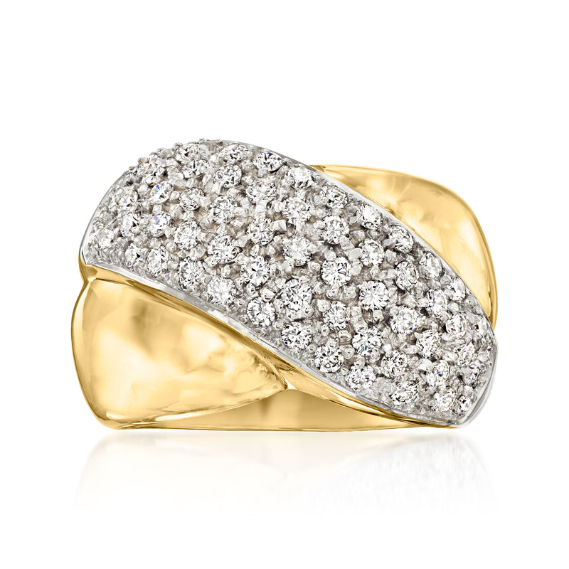 Vintage diamond crossover ring in 18kt yellow gold