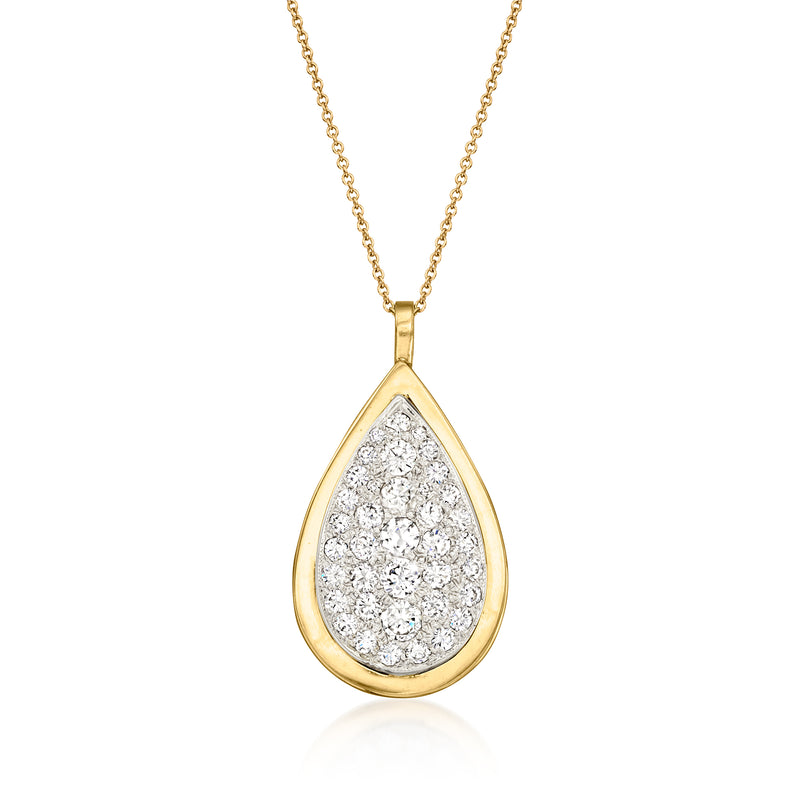 Teardrop diamond pendant necklace, 14kt yellow gold with pear-shaped diamond cluster