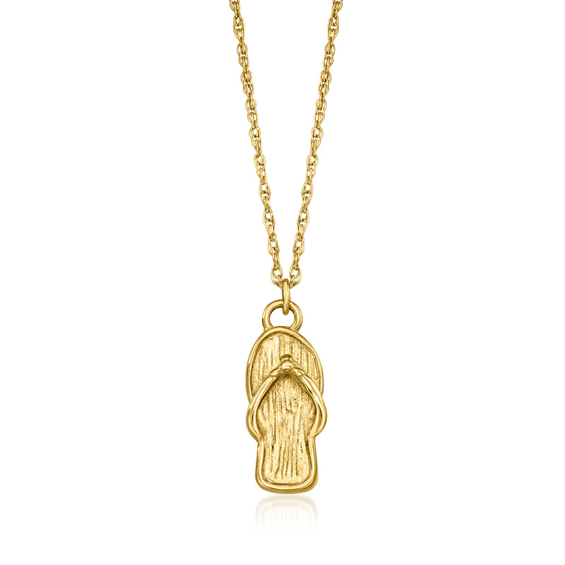 14kt yellow gold flip-flop pendant necklace with link chain