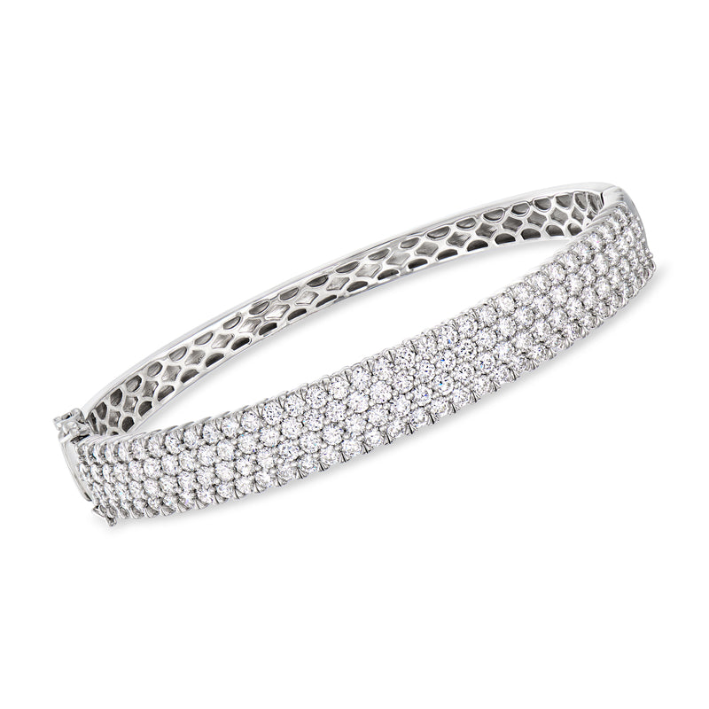 Sterling silver bangle bracelet with multi-row lab-grown diamond accents