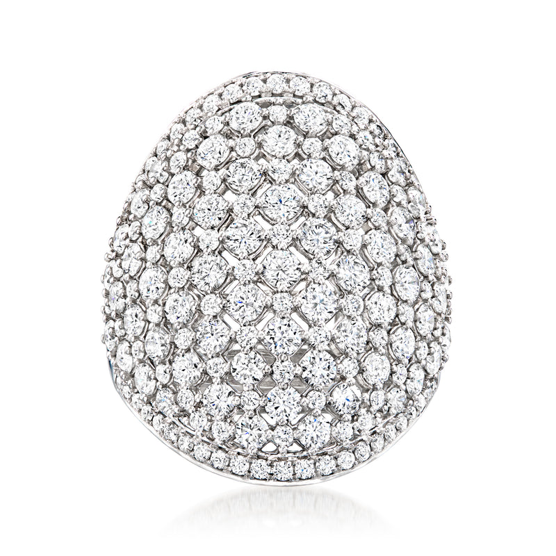 Lab-grown diamond cocktail ring in white gold with pavé dome setting