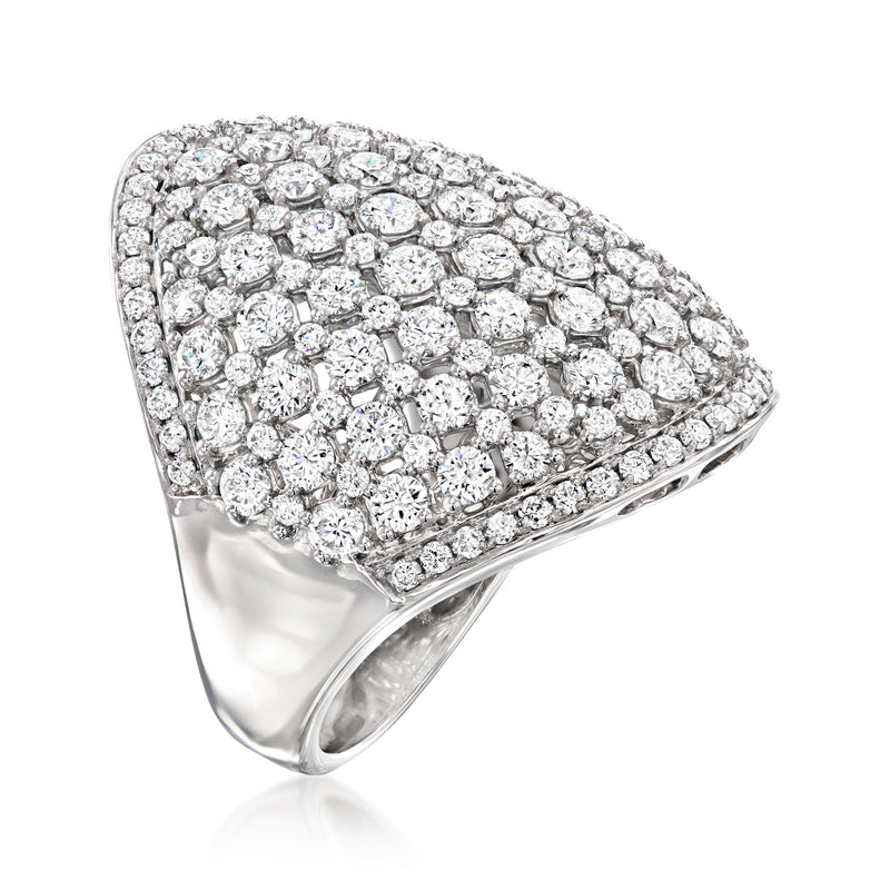 14kt white gold lab-grown diamond cocktail ring with pavé cluster top