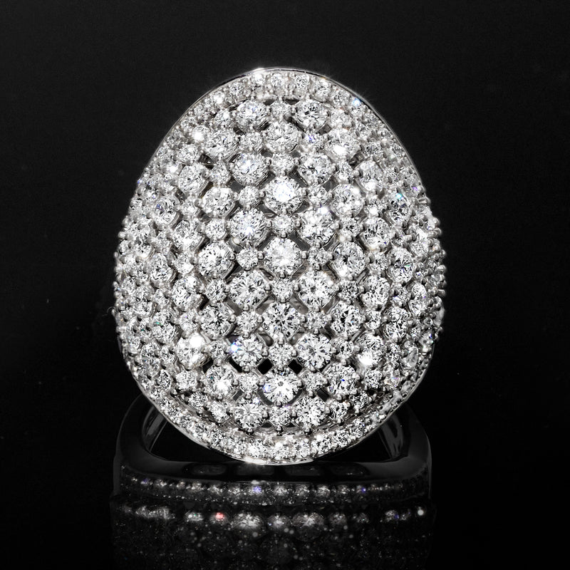 Oval diamond cocktail ring in white gold