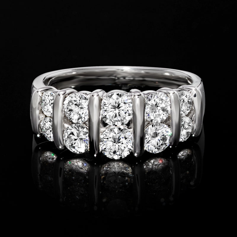 14kt white gold five-stone lab-grown diamond ring with prong-set round stones