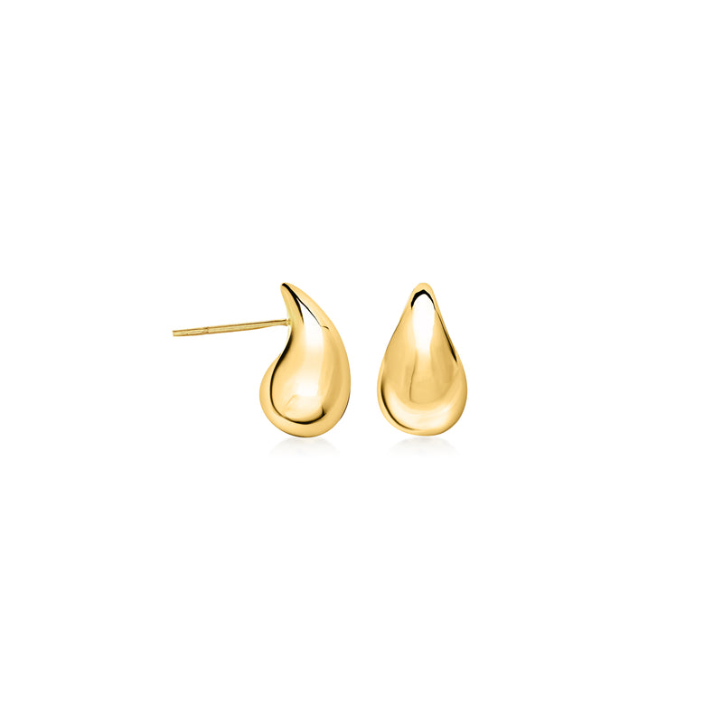 10kt yellow gold teardrop drop earrings with simple stud backs